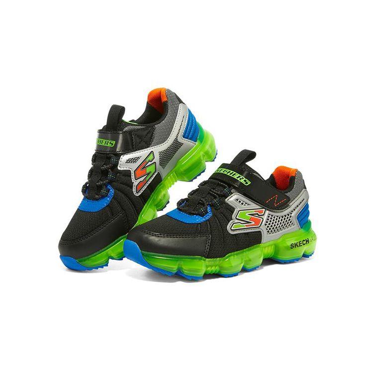 Skechers Skech-Air Series Болт Детская Повседневная Обувь Детские Кроссовки Черный Зеленый 402301L-BKMT