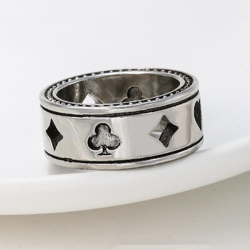 European and American Street Hip-hop Style Playing Cards Heart Couple Rings Versatile