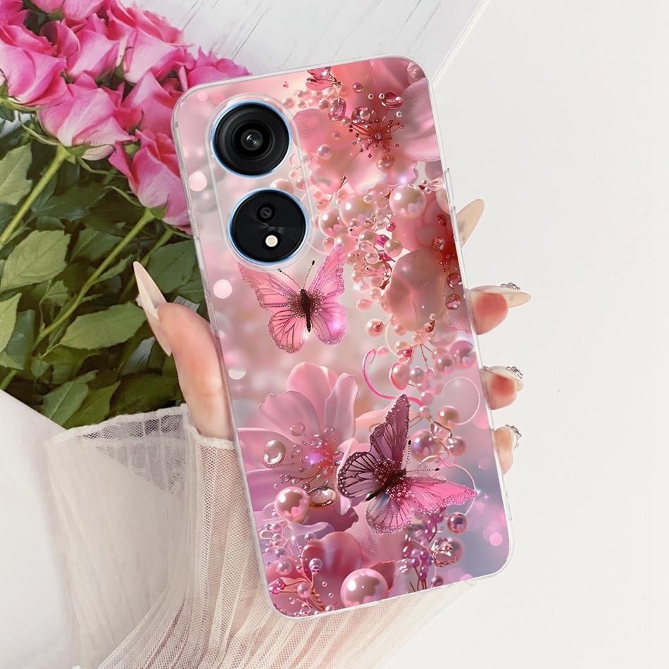 Для OPPO Reno8 T 5G CPH2505 / Reno8 T CPH2481 (Reno 8T 4G) Милый Чехол с Рисунком Цветов, Бабочек и Кошек Мягкий Силиконовый TPU Чехлы для Телефона