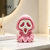 Unique Halloween Party Favors Ghost Statue, Cartoon Skeleton Sculpture, 3D Printed Textures Resin Like Pla Skull Statue Compact Horror Ornament