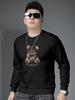 European Trendy Bear Embroidery Crew Neck Sweatshirt for Men 2025 New Autumn Long-Sleeve Pullover Top