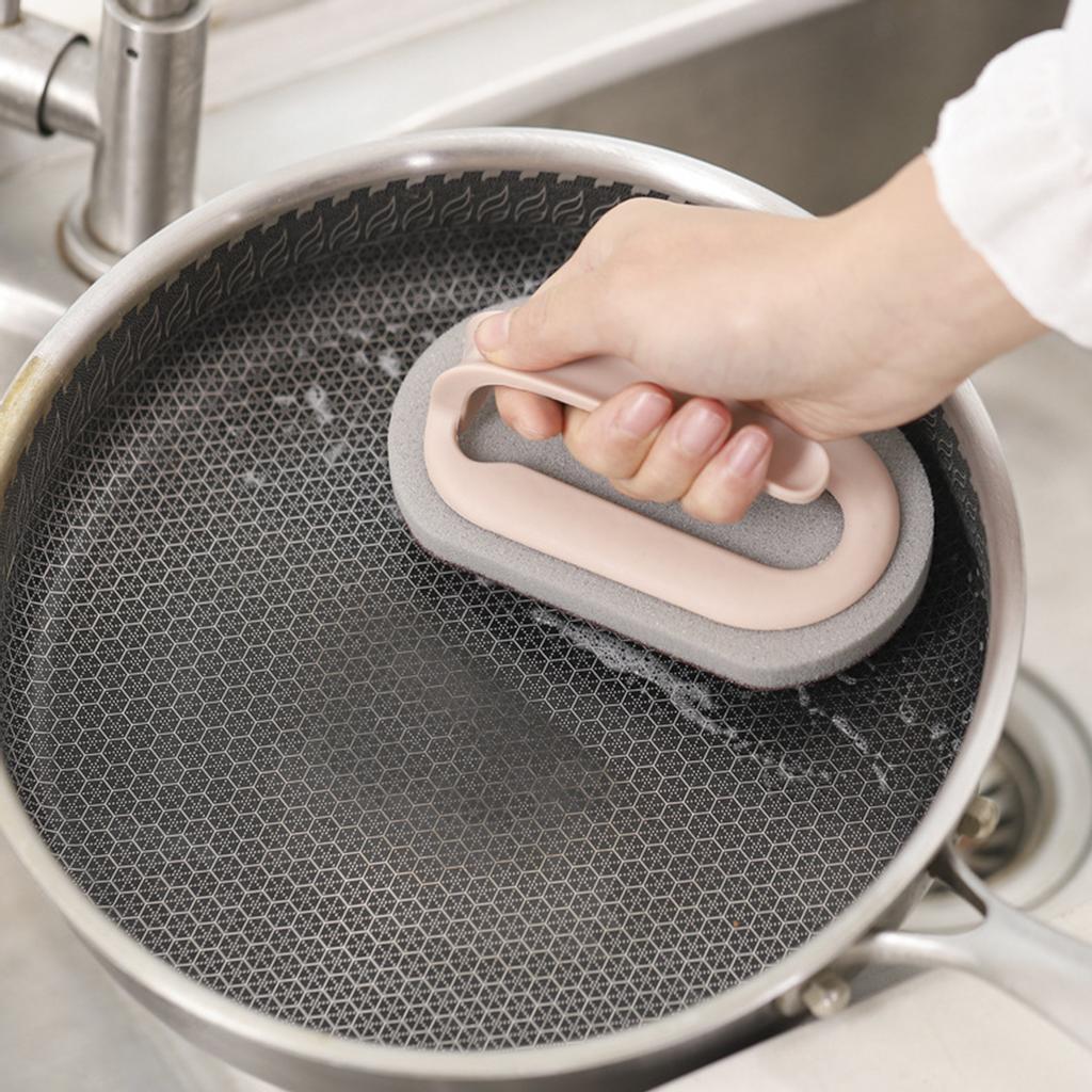 Emery Sponge Kitchen Pot Brush with Handle Reusable Rust Cleaning Tool Sink Pot Dish Cleaning Brush
