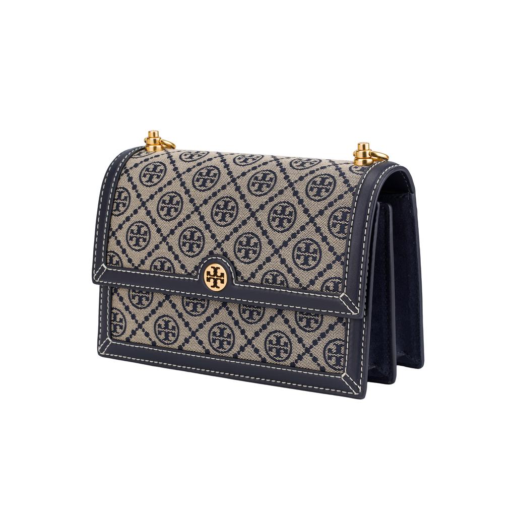 TORY BURCH T Monogram Fabric With Leather Shoulder Bag, Crossbody Bag Small Women's Marine Blue 135845-405