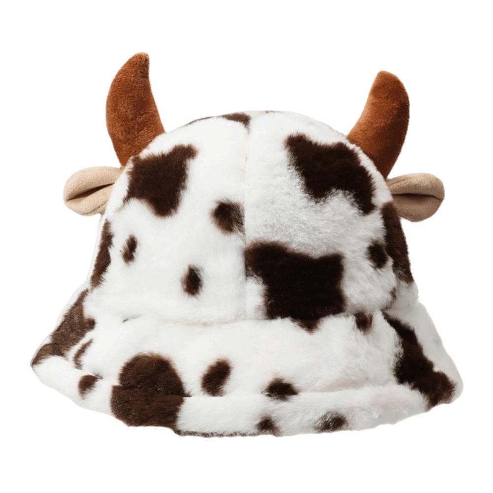 Faux Fur Plush Fisherman Hat Fluffy Winter Plush Hat Retro Cow Horn Bucket Hat Ladies