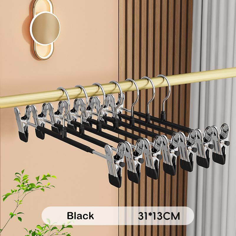 Windproof Metal Hanger For Clothes Home Pants Coat Non-Slip Drying Hangers With Adjustable Clips Closets Storage Organizer