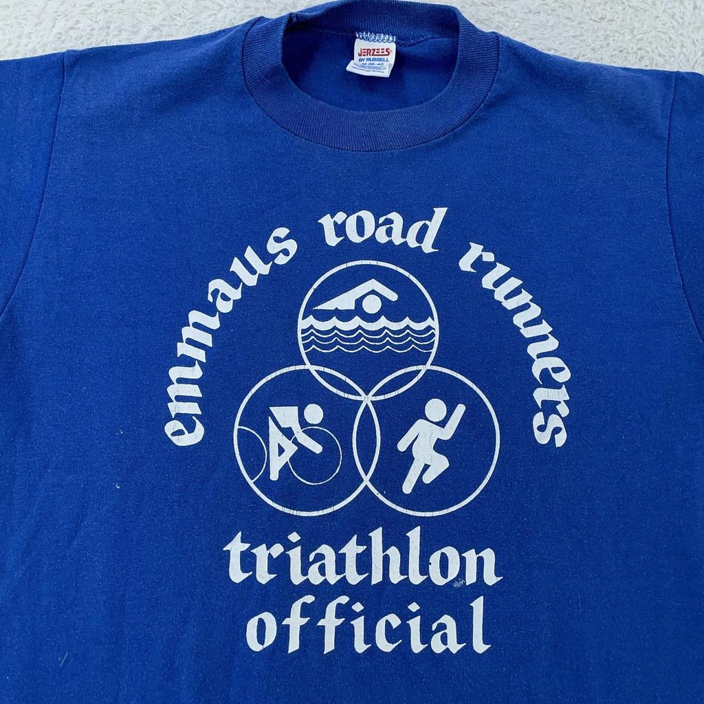 Vintage Emmaus Road Runners Triathlon T-Shirt XS/S Miller Lite Pennsylvania 80s
