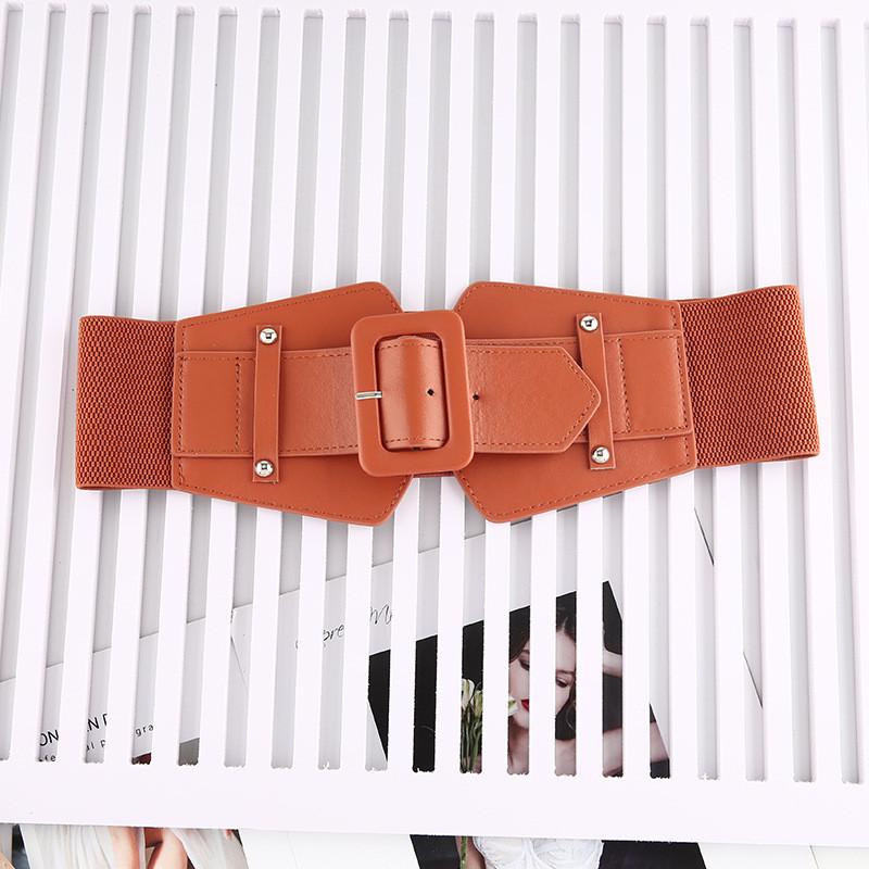 Fashion Vintage Leather Waist Belt For Women With Button Buckle For Casual Wear