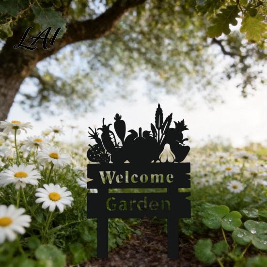Flowerbed Landscaping Signs Welcome Decorative Yard Sign Wildflowers/Vegetables Silhouette Black Garden Stake Outdoor Modern Art Acrylic Rustic Lawn