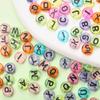 7mm Jewellery Making Acrylic 500pcs Flat Round Alphabet DIY Accessories Loose Beads Transparent Mixed Letter Keychain Necklace Bracelet Pendant
