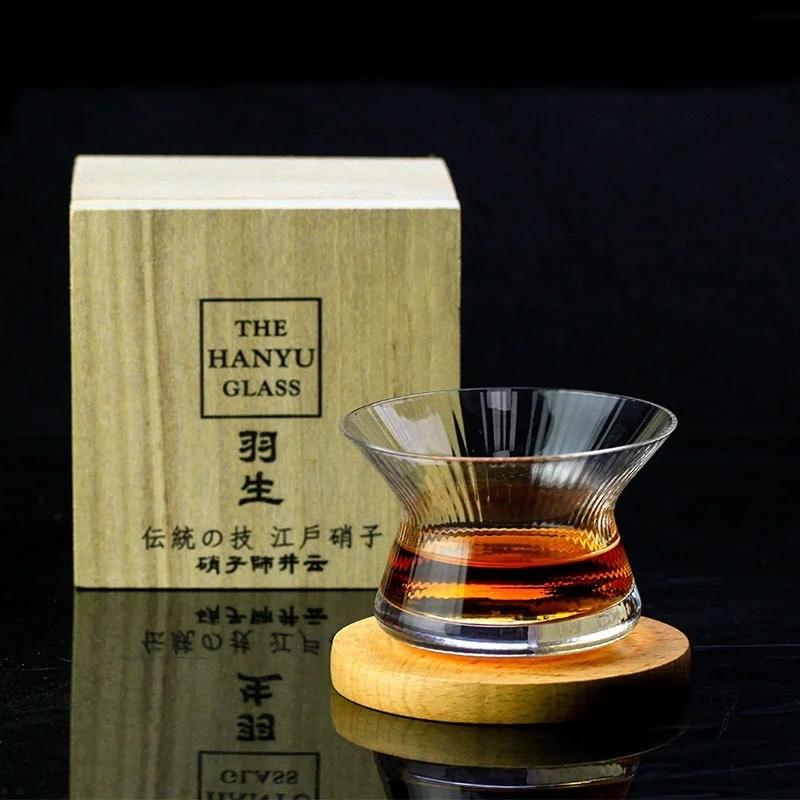Dropshipping Whiskey Glass With Wooden Box Japanese Gift Wineglass Crystal Wine Glasses Chivas Brandy Snifter Cognac Tasting Cup