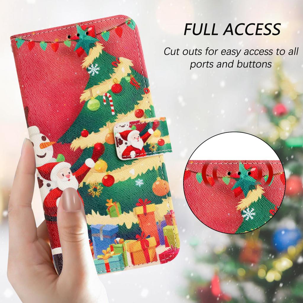 Christmas Marble Leather Case Samsung Galaxy A17 A26 A36 A56 A16 A06 A56 A15 A71 A51 A81 A91 A13 A04S Phone Wallet Flip Cover Card Holder Stand Bags