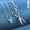 925 Sterling Silver Chain Scissors Pendant Necklace Fashionable Wedding Jewelry