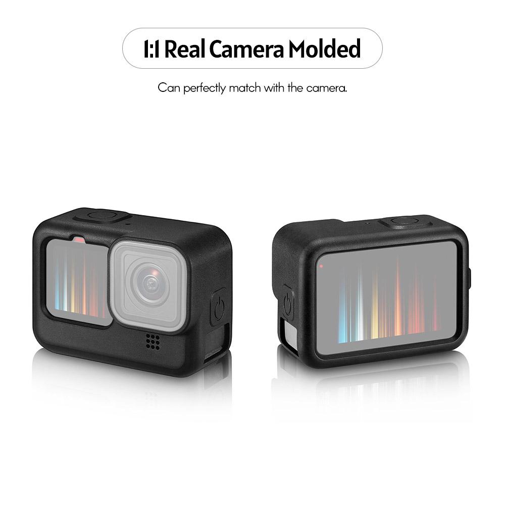 Action Camera Cage Silicone Protective Case Photography Accessory with Lens Cover Hand Rope