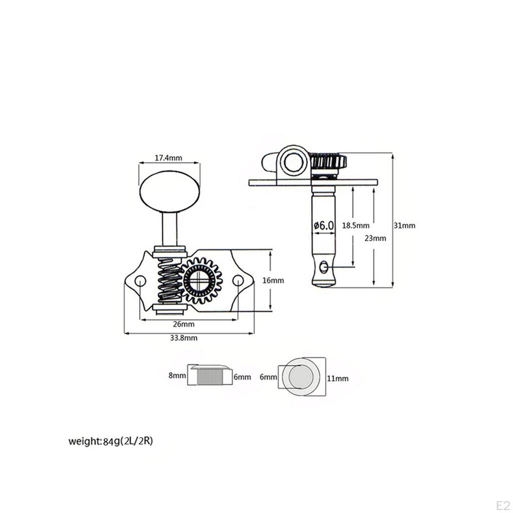 4x Guitar Tuning Pegs String Pegs, Machine Heads, 2R 2 L for Acoustic Accessories