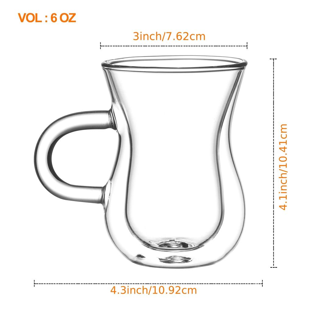 Набор из 2 предметов (12oz) Двойная стеклянная кофейная кружка, чашка для чая, изолированная чашка для воды, кофе и молока, товары для домашней кухни, ресторанные принадлежности