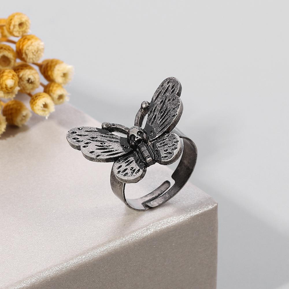 Moth Butterfly Open Ring Adjustable Size Finger Ring Jewelry