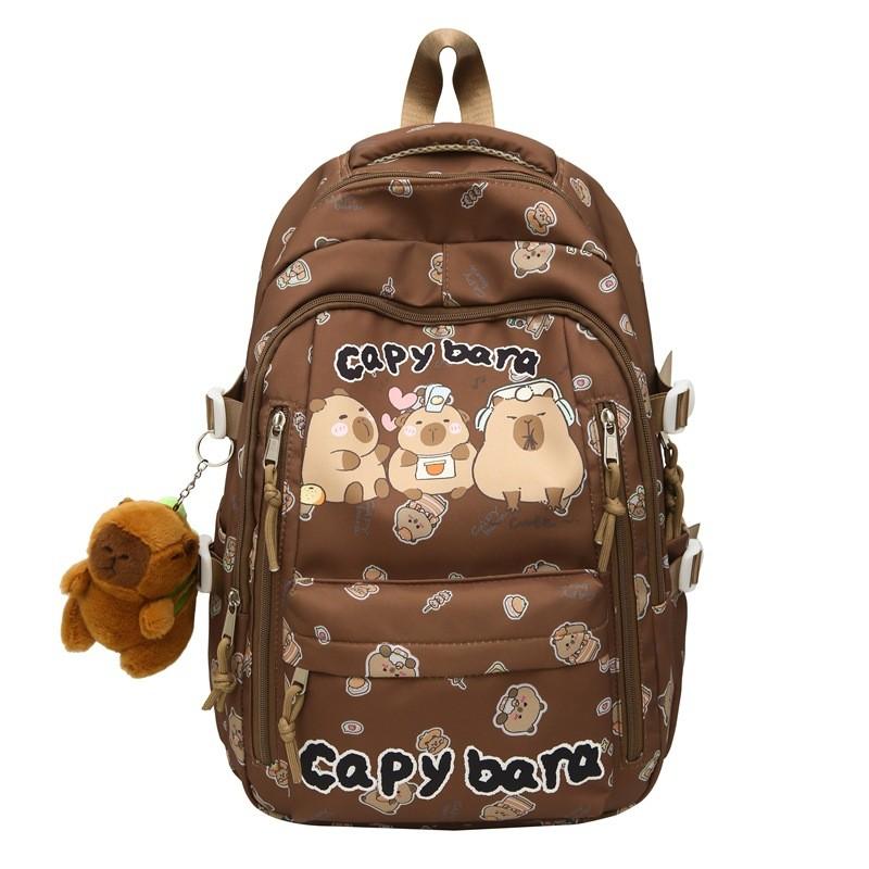 Capitn Capybara Anime Cartoon Nylon Backpack With Breathable Design For School Teens Special Characters Included