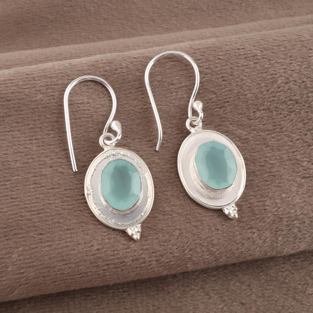 Украшения ручной работы из драгоценных камней Aqua Chalcedony, серьги из стерлингового серебра 925 пробы, уникальные дизайнерские украшения для женщин
