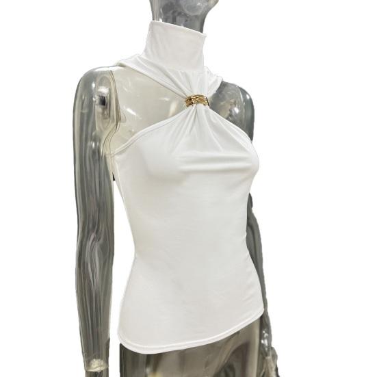 Женские топы с высоким воротником и рукавами, однотонные, эластичные, облегающие