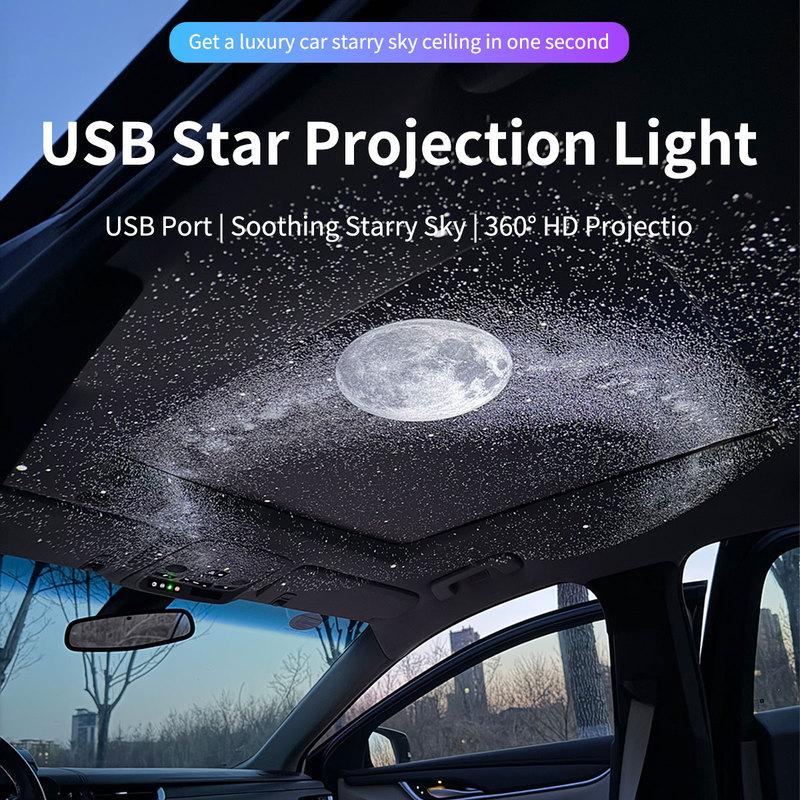 Car Interior Roof Star Light LED Starry Atmosphere USB Projector Decoration Night Party Light Decor Romantic Saturn Galaxy Light