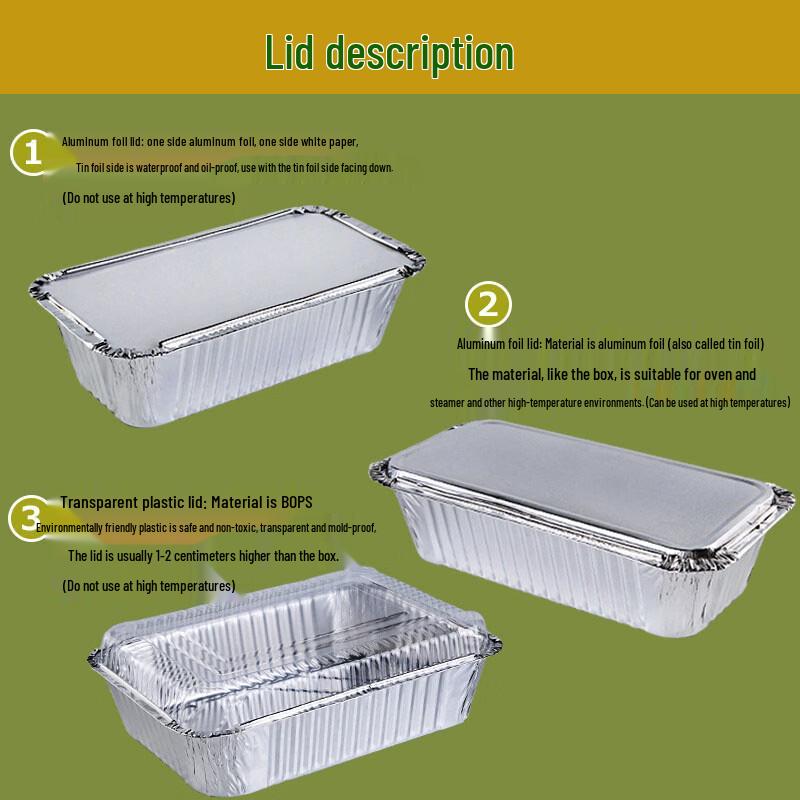 OEING Rectangular Aluminum Foil Disposable Containers