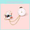 Adorable Rabbit Clock Design Badge Creative Cartoon Cute Rabbit Brooch Pin Wholesale