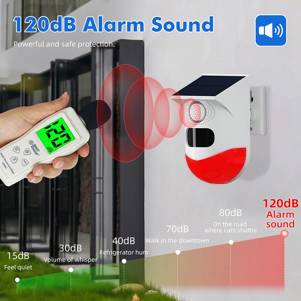 2в1 WiFi Tuya Smart Remote Control Outdoor Charger Security Sound Alarm Detector Sensor Farm Garden Solar Infrared Siren Solar
