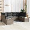 VidaXL 6-Piece Garden Sofa Set with Grey Cushions In Poly Rattan 3347199