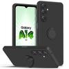 Protective Case - BOOLING - for Samsung Galaxy A14 4G-5G - Silicone - Matte Black - 360° Rotating Ring