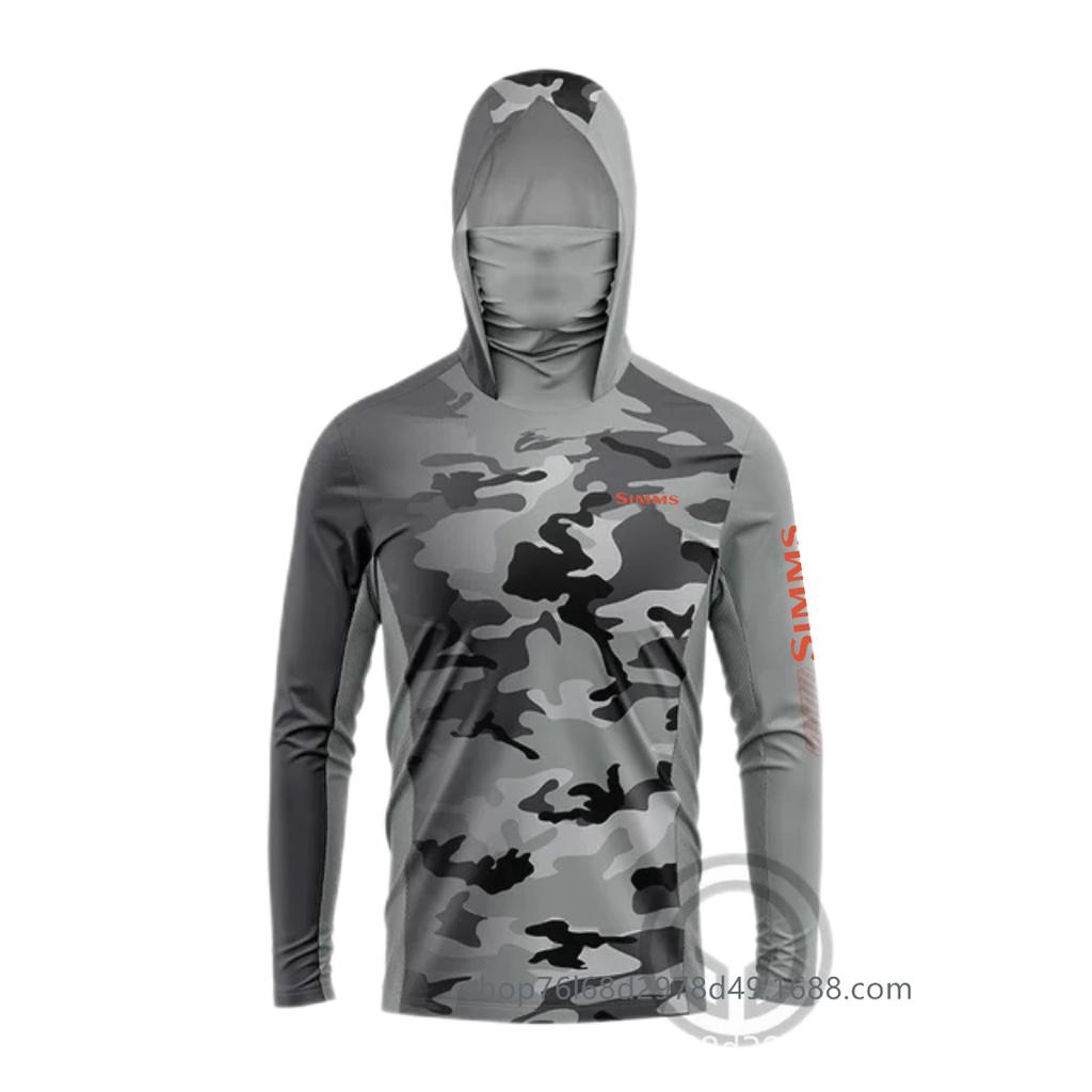 SIMMS Fishing Suit Fly Fishing Luya Hoodie Summer Men's Long Sleeve Sunscreen Clothing Hooded Mask Quick Drying Breathable
