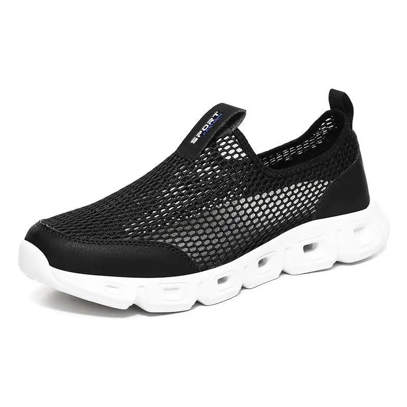 Summer Shoes Men Couple Casual Shoes Fashion Lightweight Breathable Walking Sneakers Slip-on Mens Mesh Flats Shoes Plus Size 48