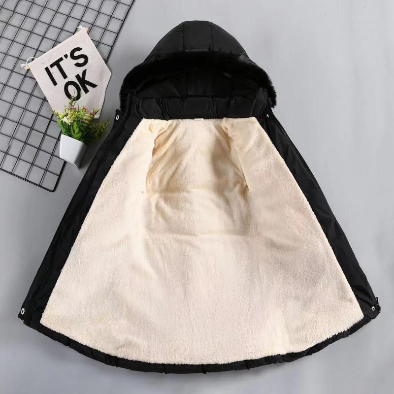 Детская одежда Зимние длинные пальто для девочек Куртки с хлопковой подкладкой Толстая верхняя одежда с капюшоном для детей Одежда для девочек