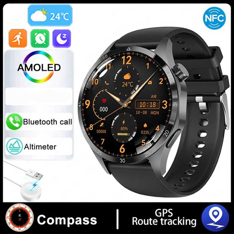 4 умных часов Мужские часы 4 Pro AMOLED HD экран Bluetooth вызов NFC мониторинг здоровья умные часы 2024 новые часы