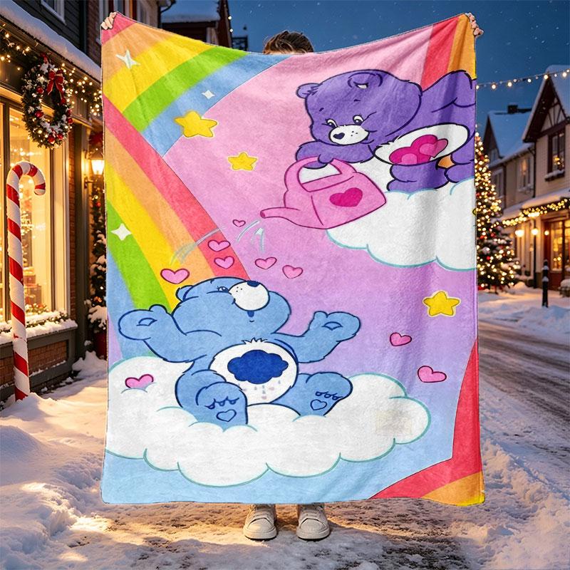 Care Bears Pattern Blanket for Home Decoration, Bed, Sofa, Car Travel, Camping, Suitable for All Seasons, Birthday Christmas Gift