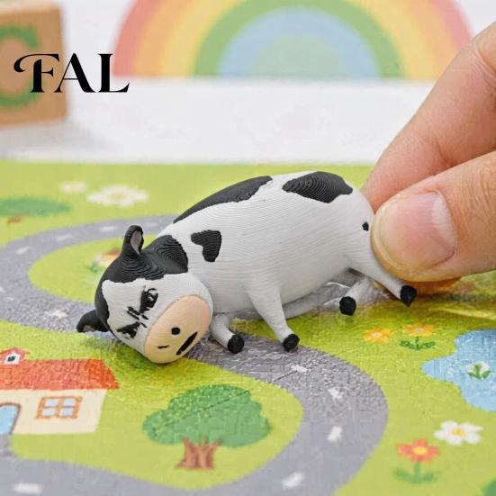 Настольный Декор Корова 3D Печатная Фигурка Молочного Скота, Мультяшная Статуэтка Коровы для Декора Стола, Украшение для Полки в Офисе, Мини-Скульптура для Домашнего Офиса, Подарок Животное