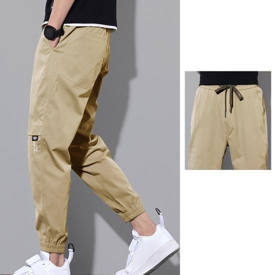 Мужские брюки-карго с несколькими карманами на шнурке и эластичной резинкой на талии, гладкие однотонные брюки-шаровары с пряжкой на щиколотке для спортзала, повседневная одежда на открытом воздухе, длинные брюки-шаровары