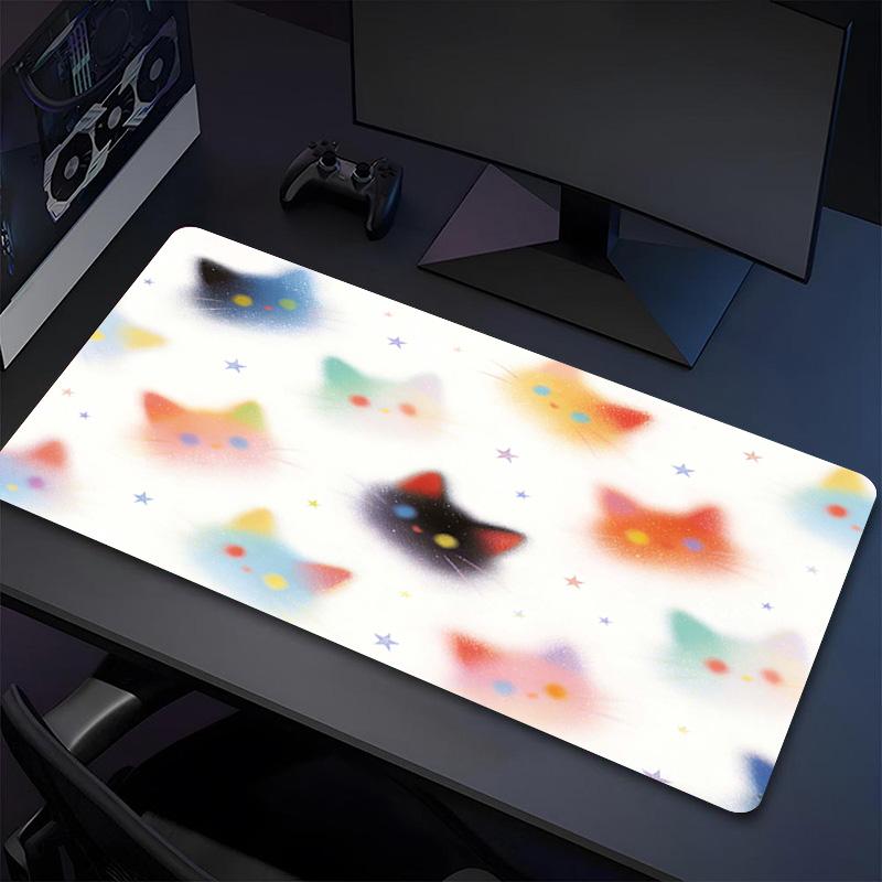 Кошачьи Звезды XL Игровой Коврик для Мыши Нескользящая Резиновая Основа Прошитый Край Водонепроницаемый Коврик для Стола Для ПК Ноутбука Геймера Офиса Компьютерные Аксессуары C927178