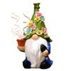 Garden Hallway Solar Elf Light Garden Gnome Statues with LED Lighted Flowers Resin Gnome Figurine for Patio Yard Lawn Decoration