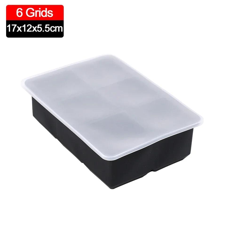 4/6/8 решеток большой лоток для льда форма мягкая силиконовая форма для льда многоразовая квадратная форма DIY формы для кубиков льда кухонные принадлежности