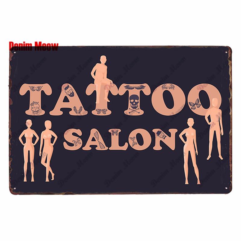 Классическая металлическая жестяная вывеска для студии татуировки, винтажная настенная художественная роспись, антикварный декор комнаты для салона татуировки, декор для дома в салоне, WY86