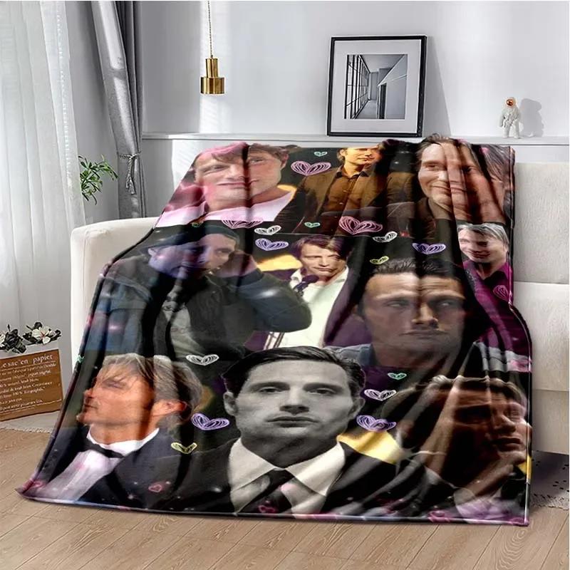 3D Плед с Мадсом Миккельсеном Мягкий Плюшевый Фланелевый Теплый Плед на Осень и Зиму Постельное Белье в Спальне Диван Пикник