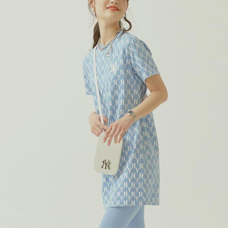 MLB New York Yankees Short Sleeved Dress Women's Sky Blue (Unisex) Short-Sleeved Dresses 31OP04111 50S