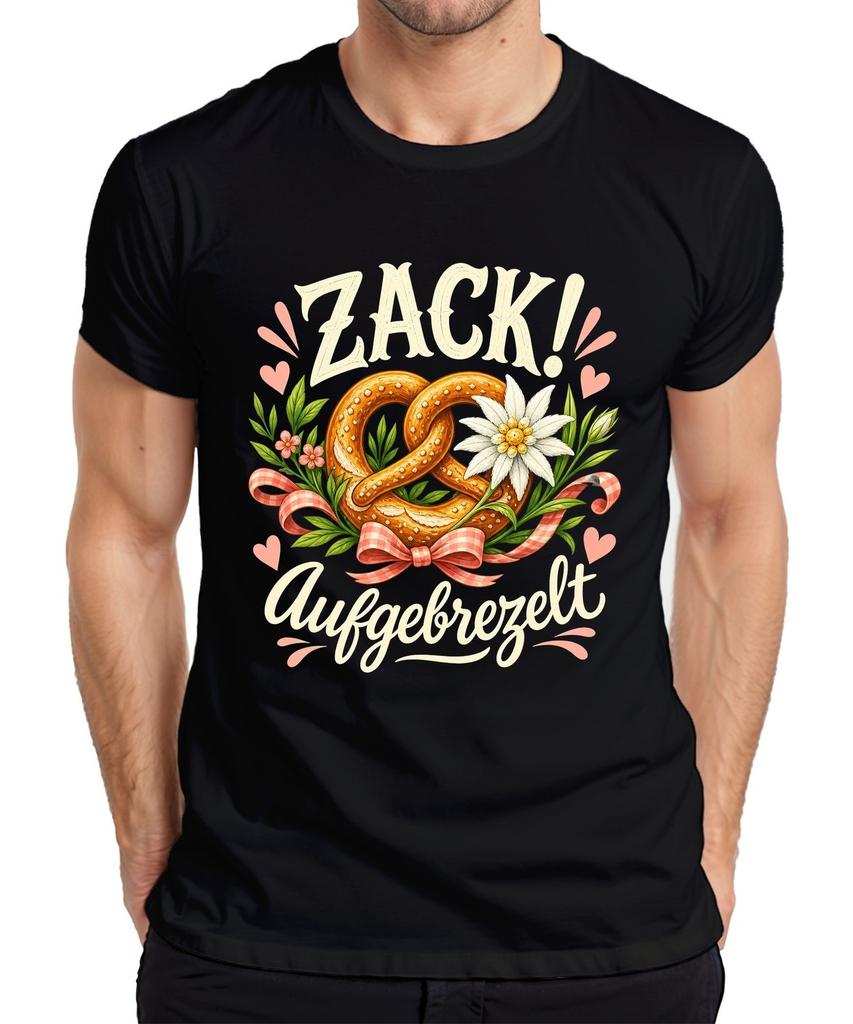 Zack! Prepretched Oktoberfest Oktoberfest Pretzel Lederhosen Dirndl Men's T-Shirt