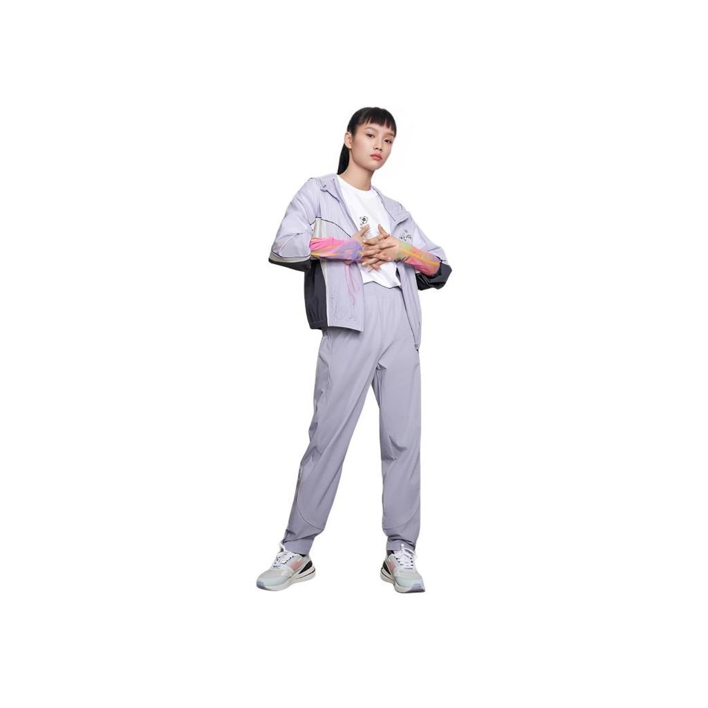 Li Ning быстросохнущие свободные прямые повседневные спортивные брюки женские брюки светло-дымчатый фиолетовый AYKR324-4