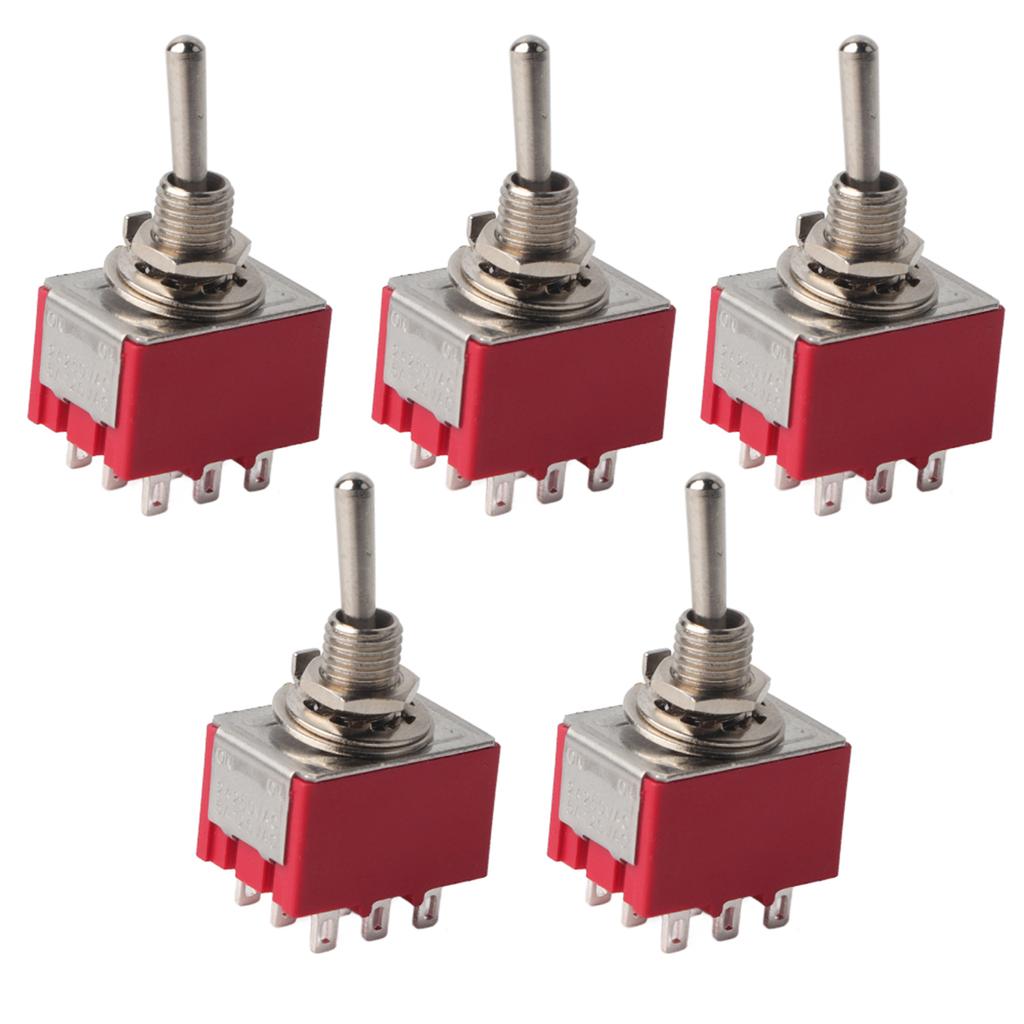 5Pcs ONON 2 Position Toggle Switch 3PDT 9 Pin 6mm 2A 250VAC 5A 125VAC