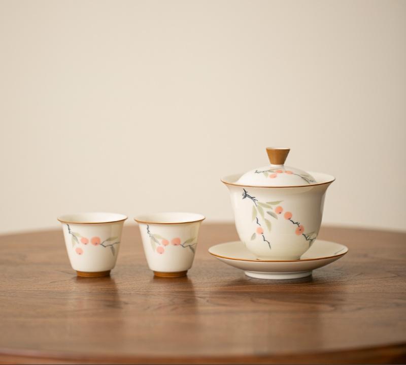 125 мл расписанная вручную миска с бамбуковой крышкой из хурмы, бытовая гайвань против ожогов, ручная работа, супница для приготовления чая, чашка для чая, чайные принадлежности Orna