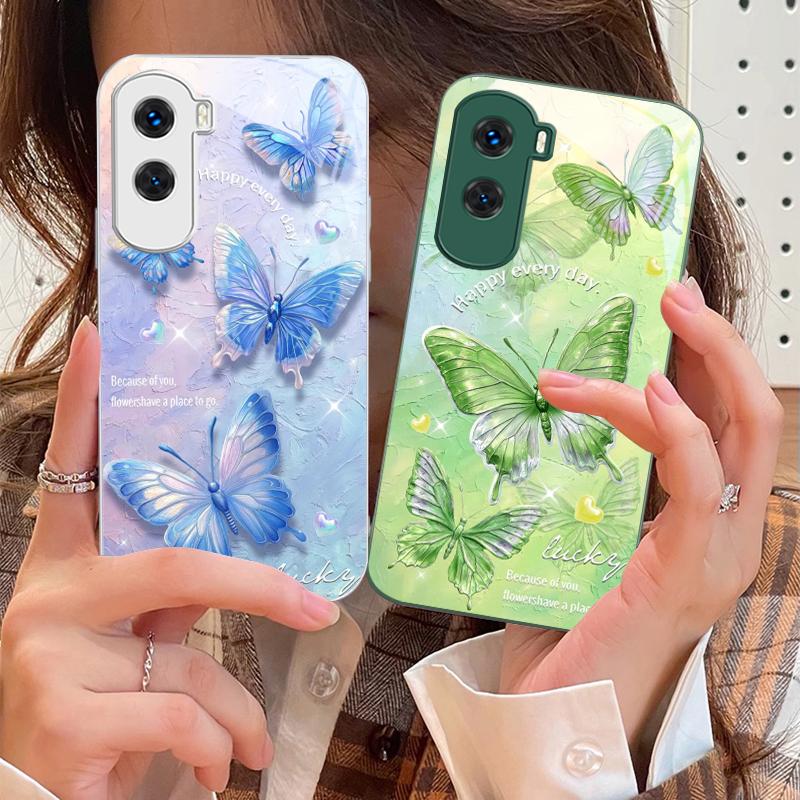Радужный цветной бабочка Для Honor 200 90 8X 9X Pro Lite P50 P40 Nova 10 11i P60 Magic4 6 Mate 20 50 Закаленное стекло Чехол для телефона