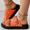 Women's Solid Color Platform Sandals, Double Buckle Design Straps Slip On Thick Bottom Slides Shoes, Summer Comfy Footwear