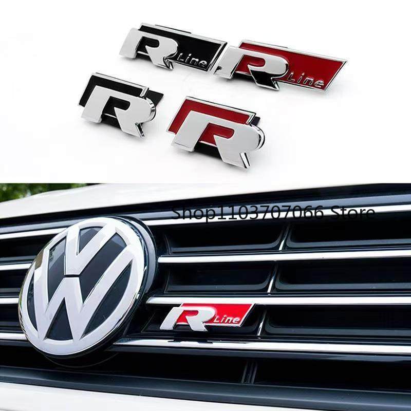 Volkswagen MK4 Metal Logo R Emblem Letters Car Front Grille Badge Rear Trunk Sticker For Volkswagen GolfR Tiguan Tiguan Allspace Passat Variant