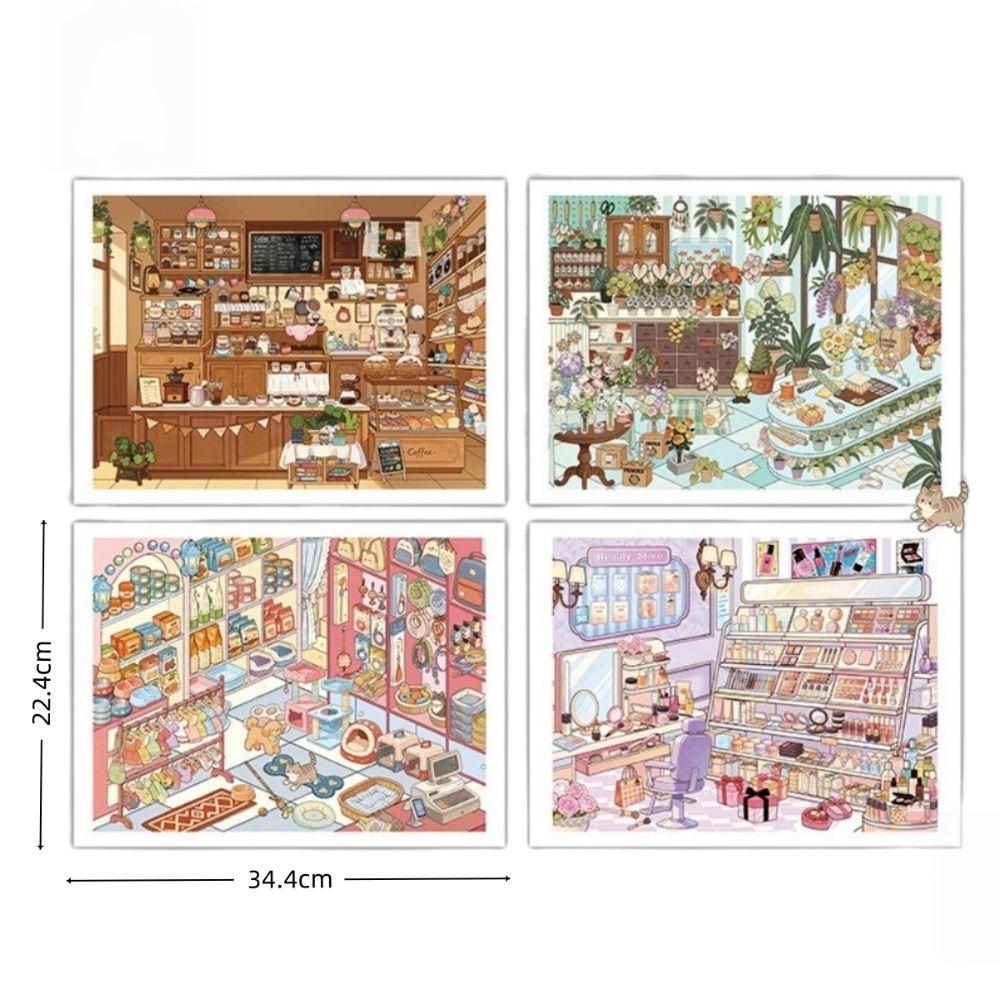 Large Size Miniatures Scene Stickers PET Die Cut Stacking Stickers Children Gifts